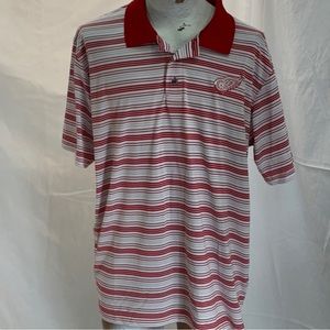 NHL Detroit Red Wings Striped Polo Golf Shirt — Mens XL